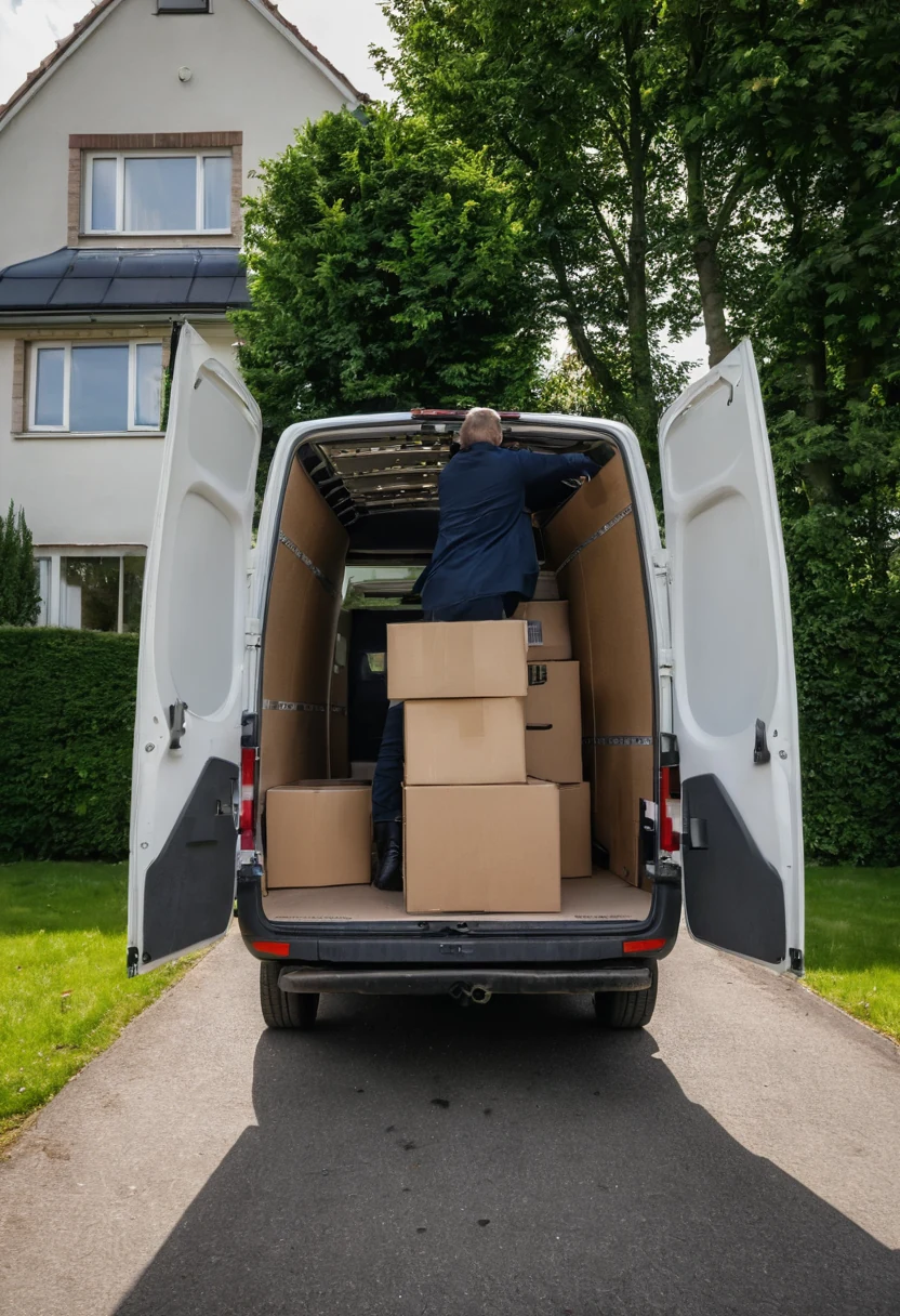 Platzmacherhelden Sprinter mit Umzugskartons aus Wohnungsentrümpelung in Kaiserslautern