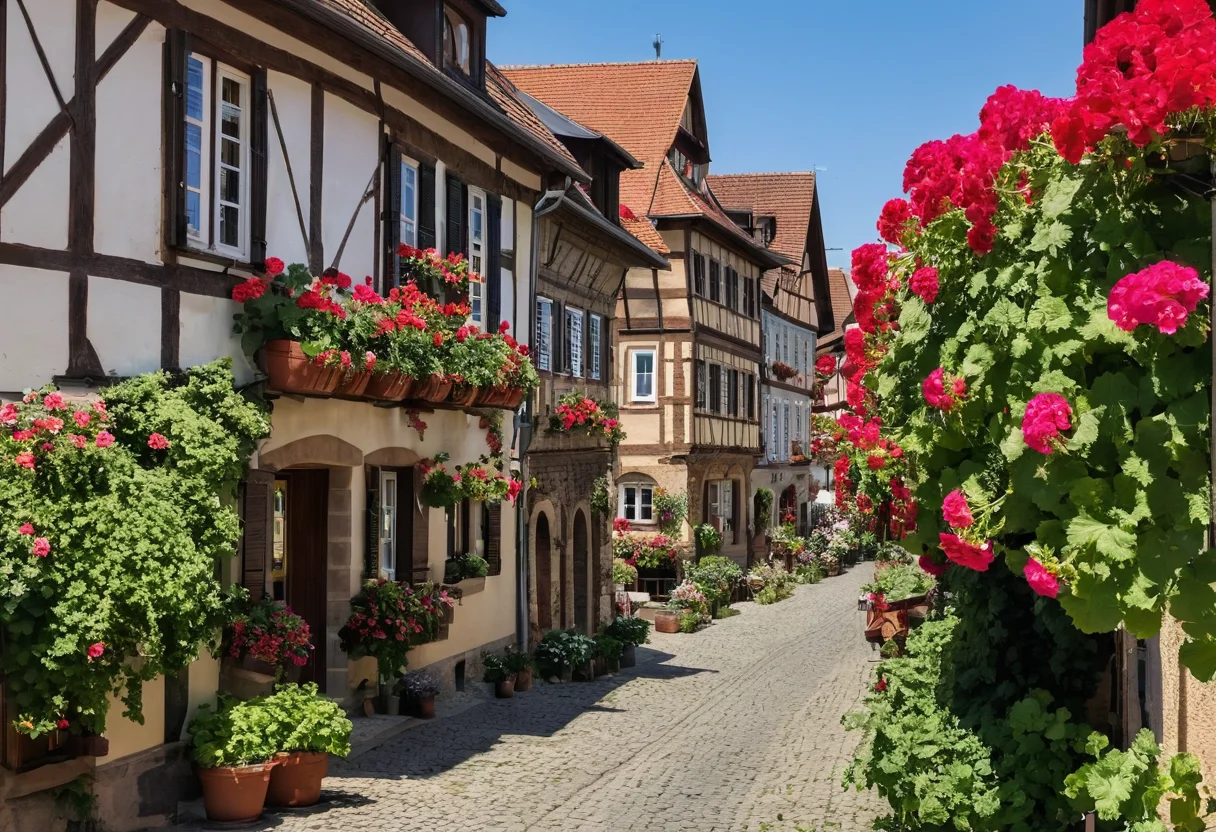 Bockenheimer Dorfstraße mit Pfalz-Winzerhäusern