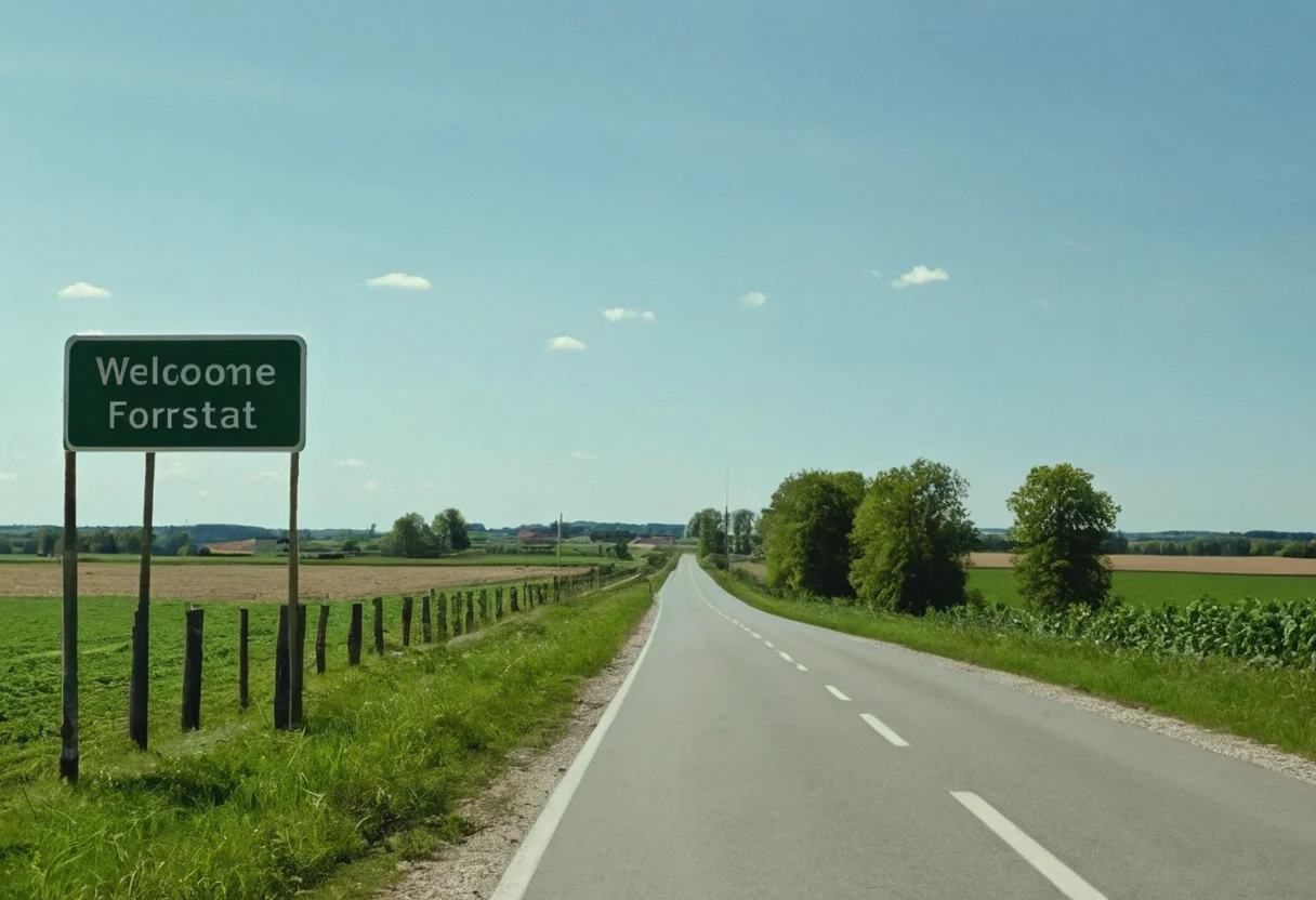 Landstraße nach Börrstadt mit Ortsschild