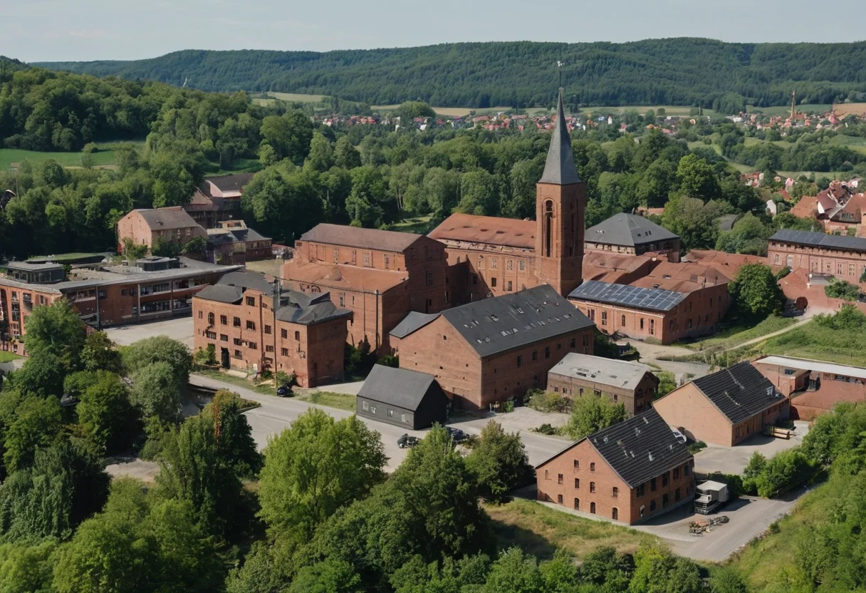 Industrielles Erbe in Eisenberg-Pfalz mit Fabrik und Wohnhäusern