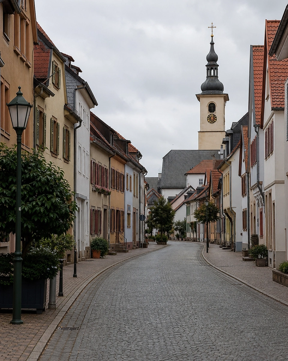 Hauptstraße von Grünstadt mit Altbauten
