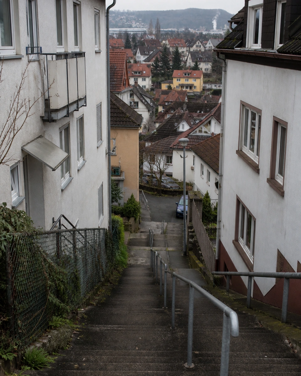 Treppenstraße in Hanglage in Pirmasens