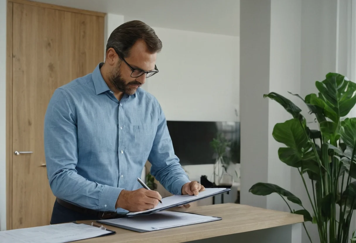 Hausverwalter haken Inventarliste bei Wohnungsübergabe ab